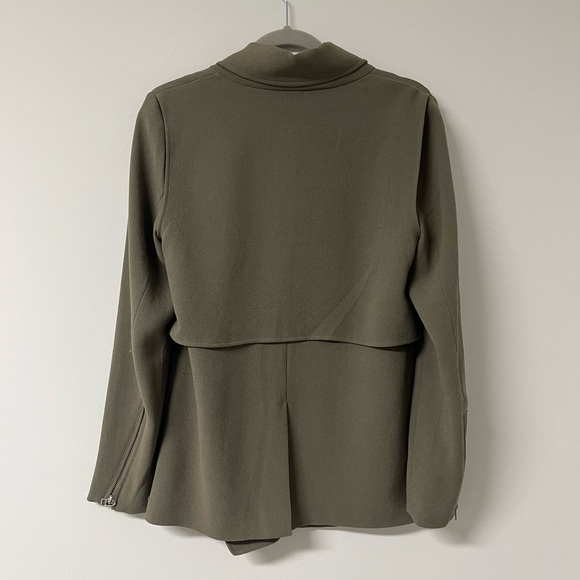 Wilfred Mayet Jacket - Sage Green Japanese Crepe Moto Coat - Size Small - Picture 11 of 14